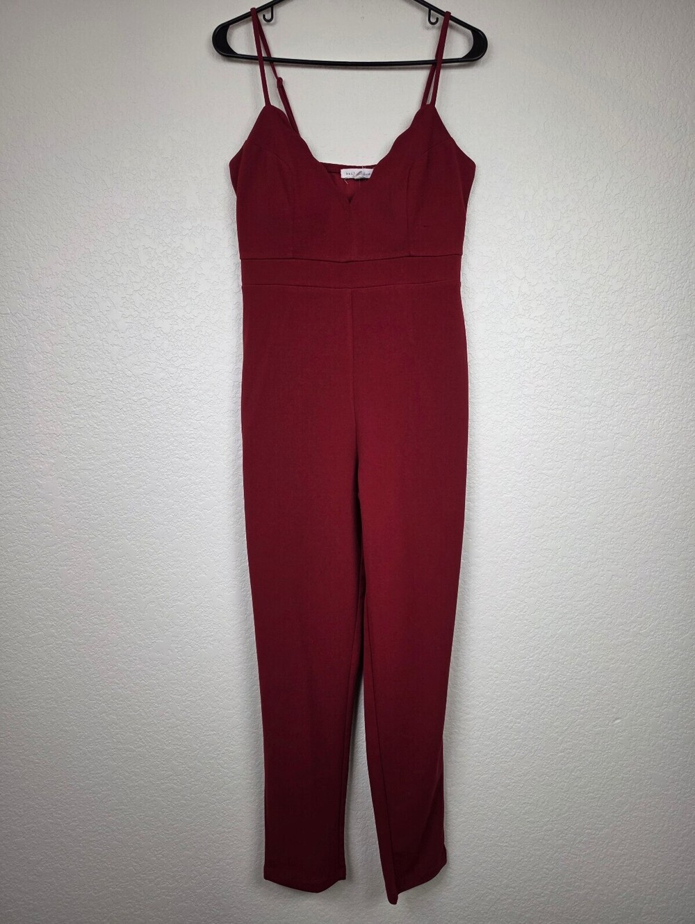baileyblue Burgundy Polyester Spandex Jumpsuit Size Large